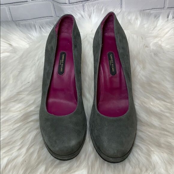 Sandro Vicari Gray Suede Platform Heels Sz 37.5/7 - Picture 2 of 6